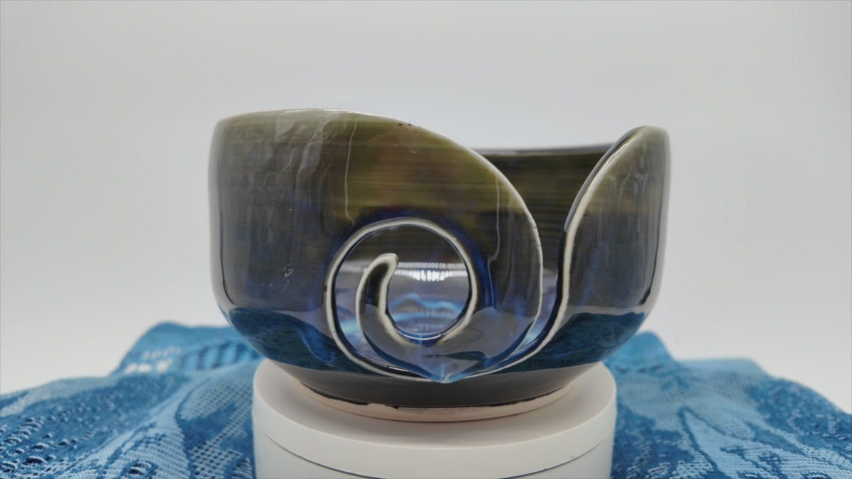 slow motion video of Lavenham Blue Ceramic Yarn Bowl Barn Street
