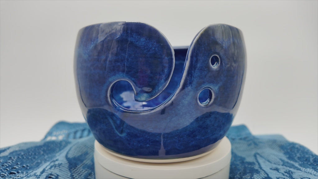 slow motion video of Lavenham Blue Ceramic Yarn Bowl Market Place