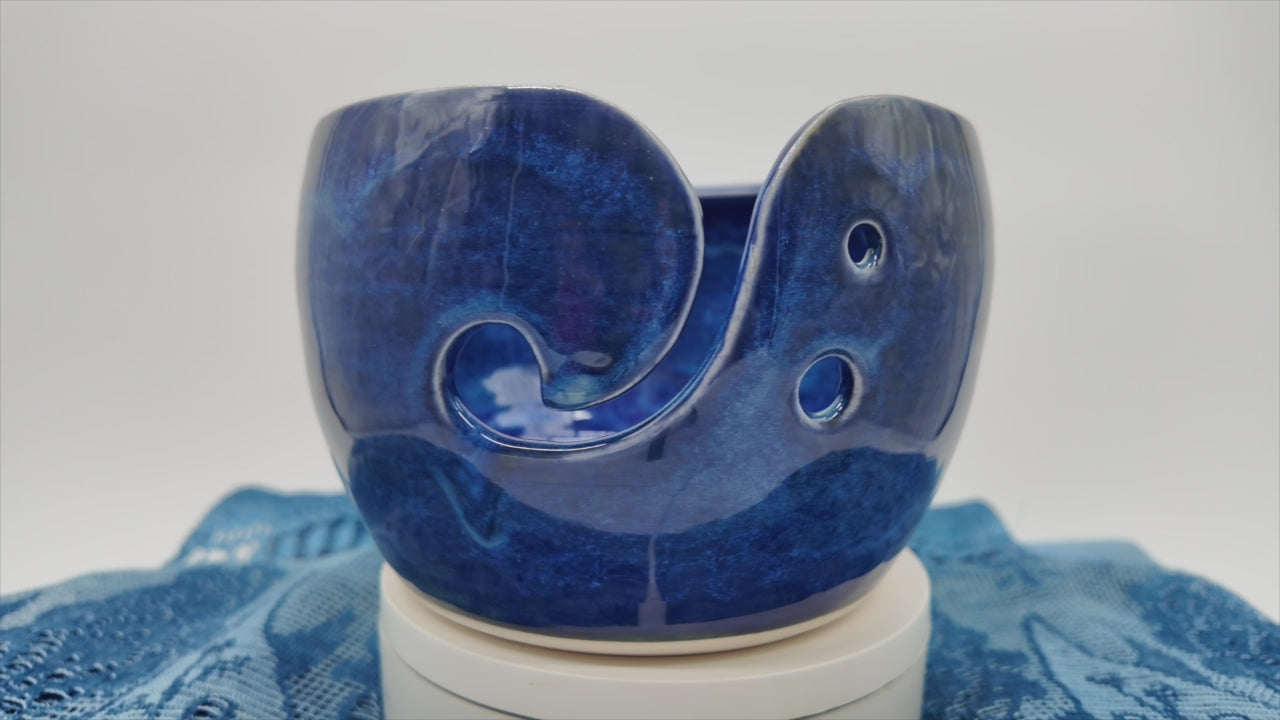 slow motion video of Lavenham Blue Ceramic Yarn Bowl Market Place